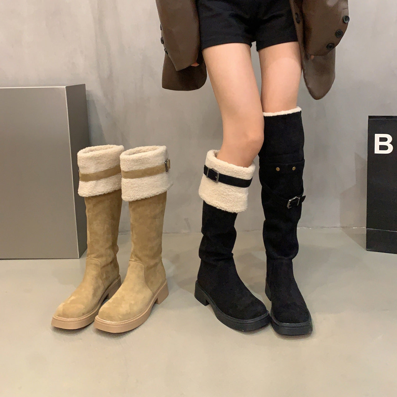 Two-Style Convertible Suede Boots