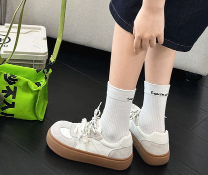 Retro Lace-Up Platform Shoes